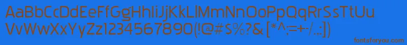 フォントPakenhamxprgRegular – 茶色の文字が青い背景にあります。