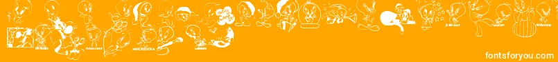Fonte Totallytweetie – fontes brancas em um fundo laranja