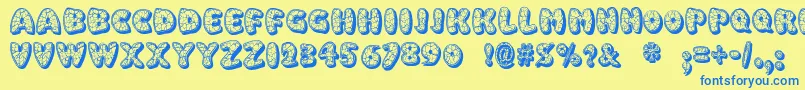 EggshellMosaic Font – Blue Fonts on Yellow Background