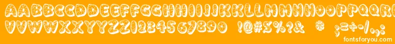 EggshellMosaic-Schriftart – Weiße Schriften auf orangefarbenem Hintergrund