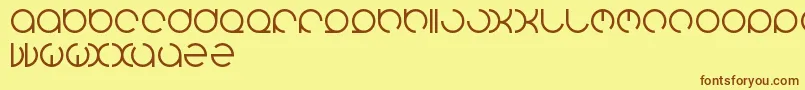 フォントHenderson – 茶色の文字が黄色の背景にあります。