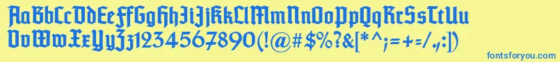 Typographertexturunz1Bold-fontti – siniset fontit keltaisella taustalla