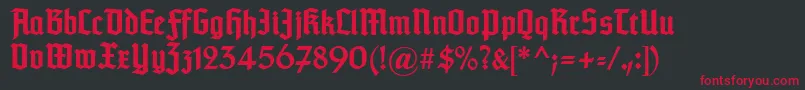 Typographertexturunz1Bold-fontti – punaiset fontit mustalla taustalla