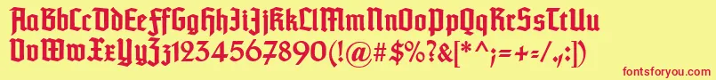 フォントTypographertexturunz1Bold – 赤い文字の黄色い背景