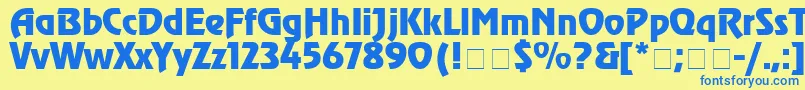 フォントChorusLineSsiBold – 青い文字が黄色の背景にあります。