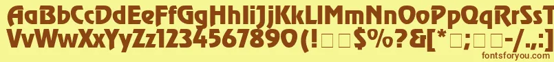 フォントChorusLineSsiBold – 茶色の文字が黄色の背景にあります。