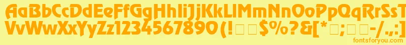 ChorusLineSsiBold-Schriftart – Orangefarbene Schriften auf gelbem Hintergrund