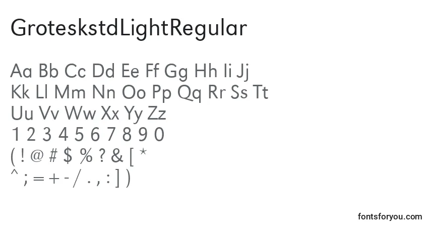 Czcionka GroteskstdLightRegular – alfabet, cyfry, specjalne znaki