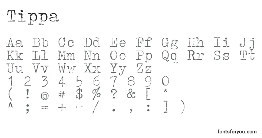Czcionka Tippa – alfabet, cyfry, specjalne znaki