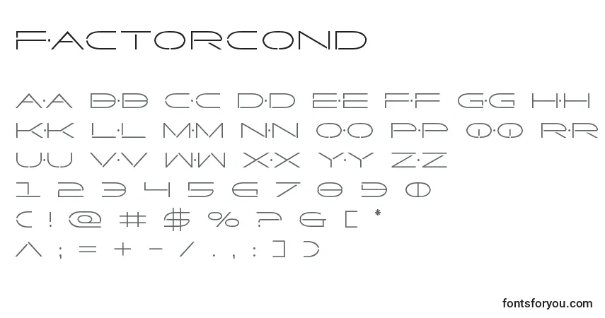 Factorcond-fontti – aakkoset, numerot, erikoismerkit