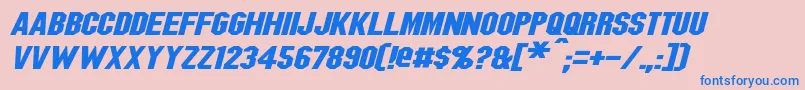 BlitzwingExpandedItalic-Schriftart – Blaue Schriften auf rosa Hintergrund