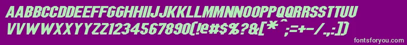 フォントBlitzwingExpandedItalic – 紫の背景に緑のフォント