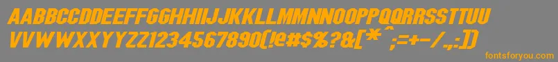 フォントBlitzwingExpandedItalic – オレンジの文字は灰色の背景にあります。