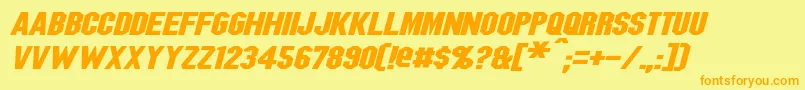 BlitzwingExpandedItalic Font – Orange Fonts on Yellow Background