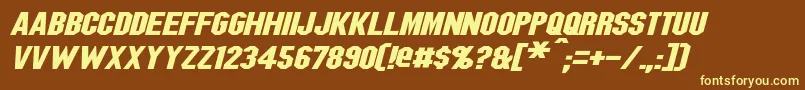 Шрифт BlitzwingExpandedItalic – жёлтые шрифты на коричневом фоне