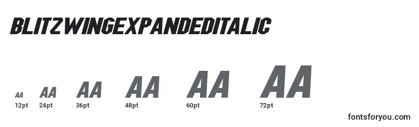 Größen der Schriftart BlitzwingExpandedItalic