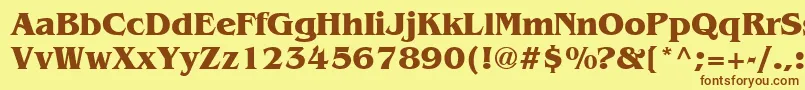 フォントBenguiatBold – 茶色の文字が黄色の背景にあります。