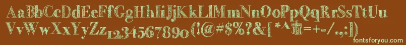 Littlebird-Schriftart – Grüne Schriften auf braunem Hintergrund