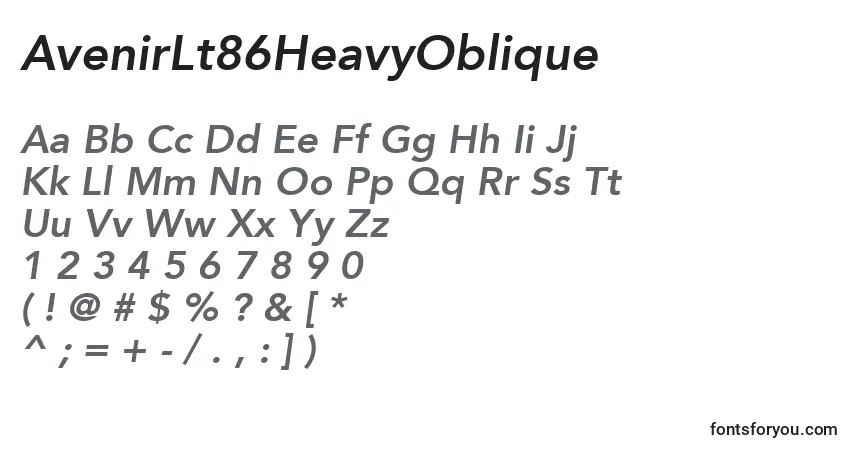Fuente AvenirLt86HeavyOblique - alfabeto, números, caracteres especiales