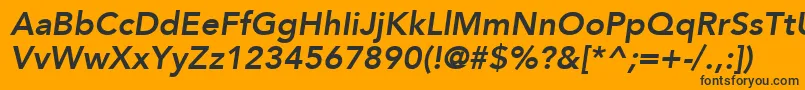 AvenirLt86HeavyOblique-Schriftart – Schwarze Schriften auf orangefarbenem Hintergrund