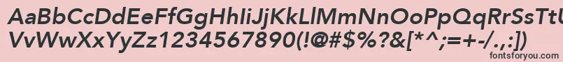 AvenirLt86HeavyOblique-fontti – mustat fontit vaaleanpunaisella taustalla