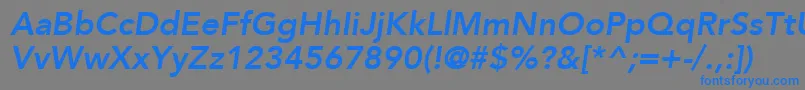 フォントAvenirLt86HeavyOblique – 灰色の背景に青い文字