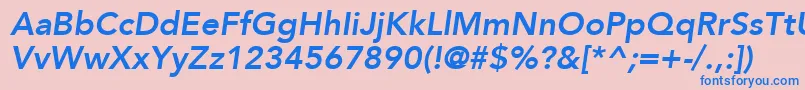 AvenirLt86HeavyOblique-Schriftart – Blaue Schriften auf rosa Hintergrund