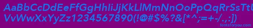 AvenirLt86HeavyOblique-fontti – siniset fontit violetilla taustalla