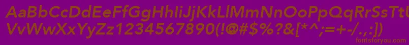 AvenirLt86HeavyOblique-fontti – ruskeat fontit violetilla taustalla