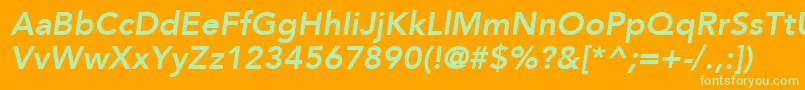Шрифт AvenirLt86HeavyOblique – зелёные шрифты на оранжевом фоне