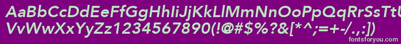 AvenirLt86HeavyOblique Font – Green Fonts on Purple Background