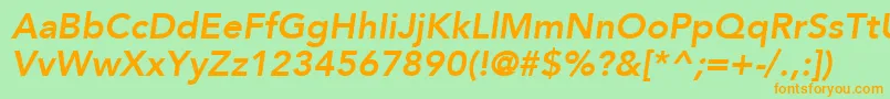 AvenirLt86HeavyOblique Font – Orange Fonts on Green Background