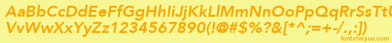 フォントAvenirLt86HeavyOblique – オレンジの文字が黄色の背景にあります。
