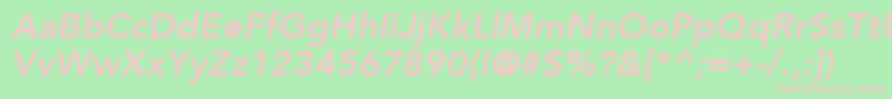 AvenirLt86HeavyOblique-fontti – vaaleanpunaiset fontit vihreällä taustalla