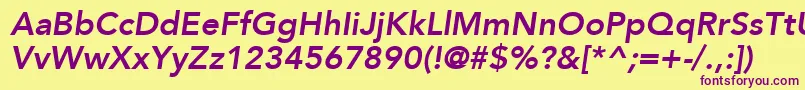 AvenirLt86HeavyOblique Font – Purple Fonts on Yellow Background