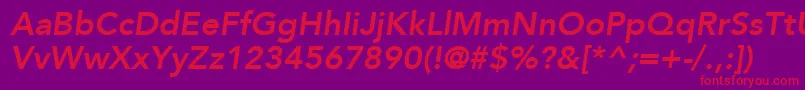 AvenirLt86HeavyOblique Font – Red Fonts on Purple Background