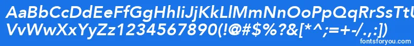 Шрифт AvenirLt86HeavyOblique – белые шрифты на синем фоне