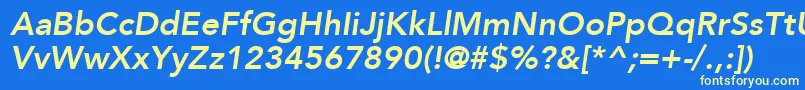 フォントAvenirLt86HeavyOblique – 黄色の文字、青い背景