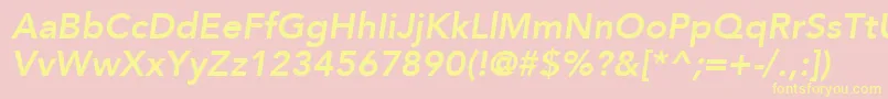 AvenirLt86HeavyOblique-fontti – keltaiset fontit vaaleanpunaisella taustalla
