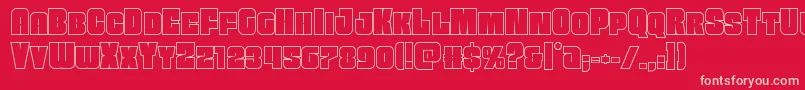 Funkmachineout-Schriftart – Rosa Schriften auf rotem Hintergrund