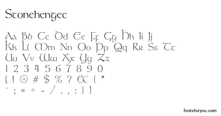 Schriftart Stonehengec – Alphabet, Zahlen, spezielle Symbole