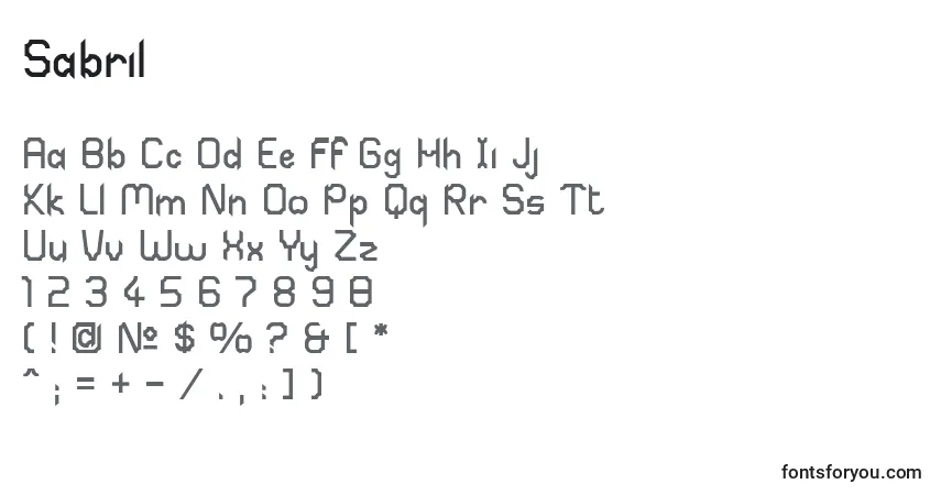 Sabril-fontti – aakkoset, numerot, erikoismerkit