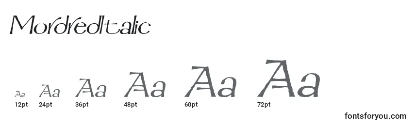 Размеры шрифта MordredItalic