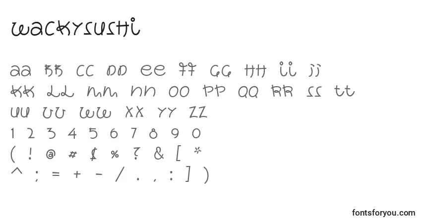 Fuente WackySushi - alfabeto, números, caracteres especiales