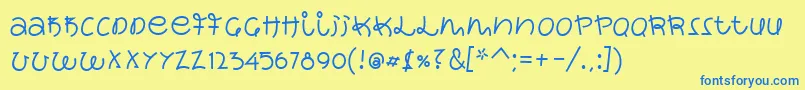 Police WackySushi – polices bleues sur fond jaune