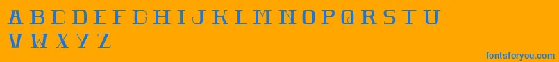 PomeroleLight-Schriftart – Blaue Schriften auf orangefarbenem Hintergrund