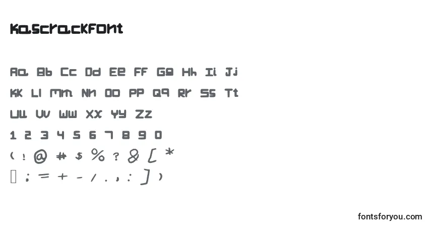 Czcionka Kascrackfont – alfabet, cyfry, specjalne znaki