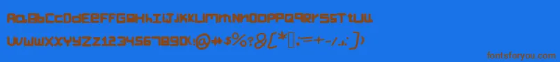 フォントKascrackfont – 茶色の文字が青い背景にあります。