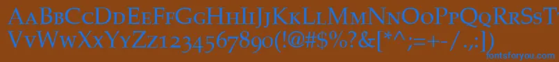フォントPalatinoSmallCapsOldStyleFigures – 茶色の背景に青い文字