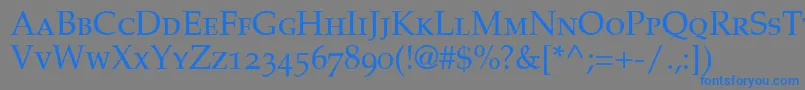 PalatinoSmallCapsOldStyleFigures-Schriftart – Blaue Schriften auf grauem Hintergrund